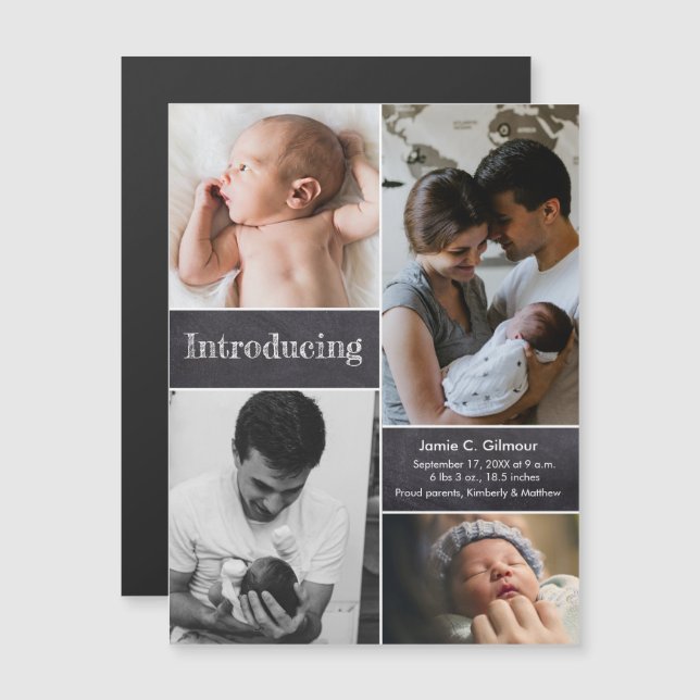 Cherished Moments - Magnetic Baby Birth Announceme Magnetic Invitation (Front/Back)