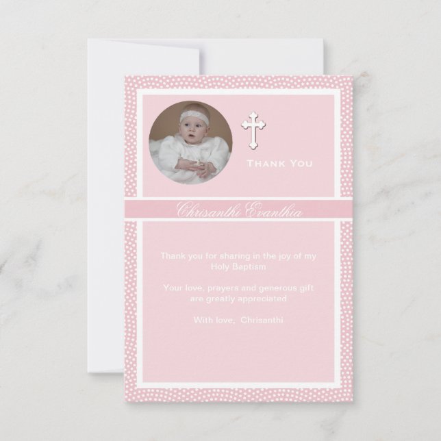 Cherished Pink Personalised Photo Thank You Card (Front)
