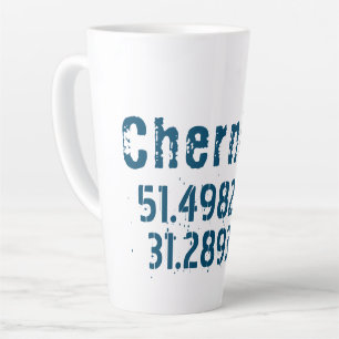 Chernihiv Ukraine Latitude & Longitude Distressed  Latte Mug