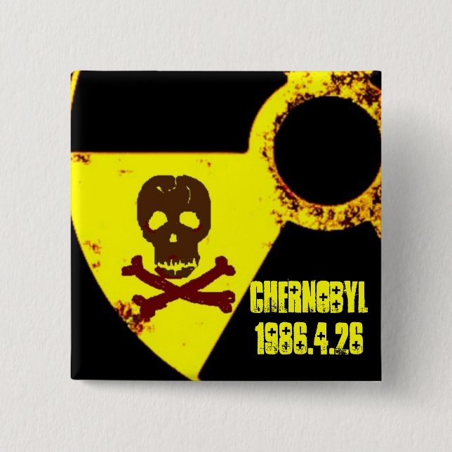 Chernobyl memorial anti nuclear 15 cm square badge (Front)