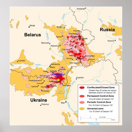 Chernobyl Radiation Map from CIA Handbook Poster Zazzle.co.uk