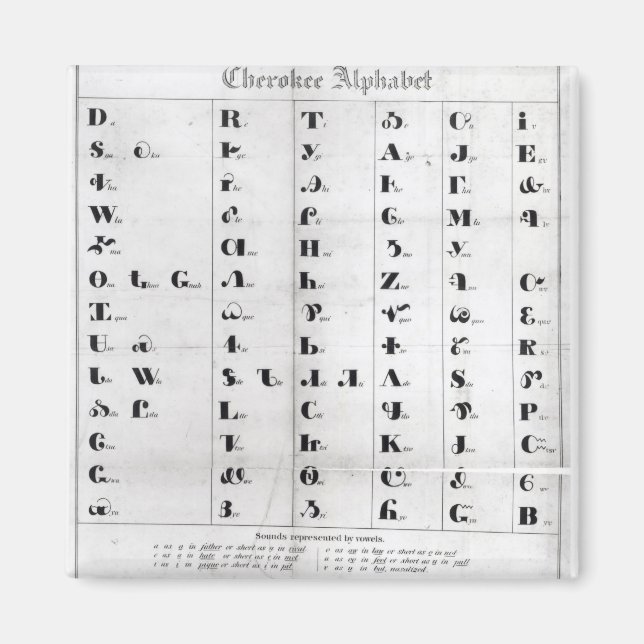 Cherokee Alphabet, Pendelton's 'Lithography' Magnet (Front)