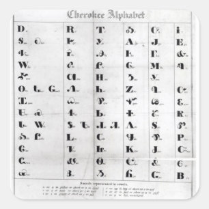 Cherokee Alphabet, Pendelton's 'Lithography' Square Sticker