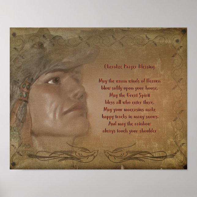 Cherokee  Blessing Native American Prayer Poster (Front)
