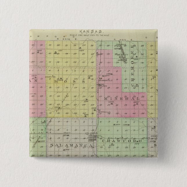 Cherokee County, Kansas 15 Cm Square Badge (Front)