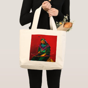 Cherokee Indian Pop Art Large Tote Bag