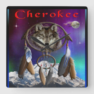 Cherokee Indian Square Wall Clock