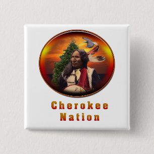 Cherokee indians art 15 cm square badge