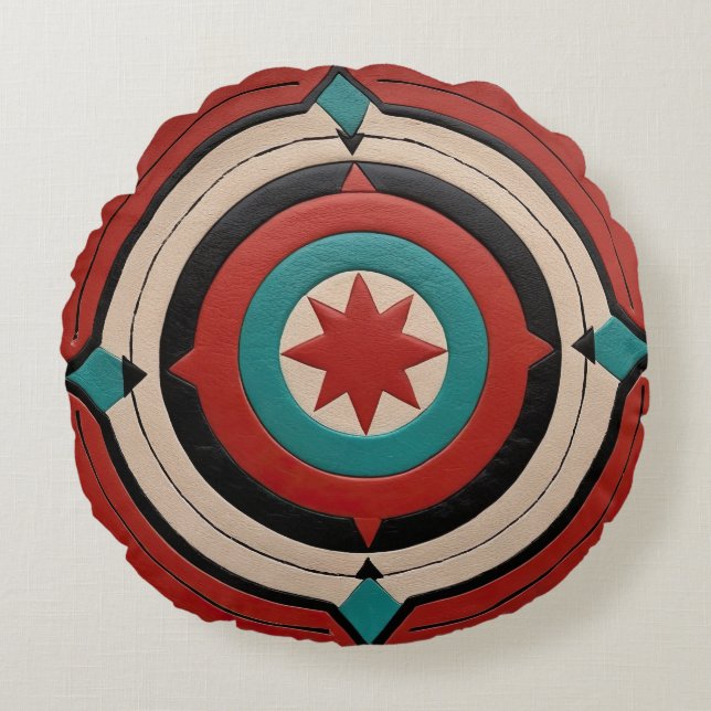 Cherokee Inspired Geometric Round Cushion (Front)