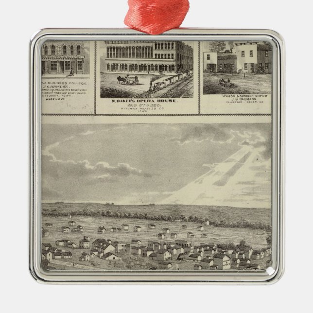 Cherokee, Iowa, 1875 businesses in Centerville Metal Tree Decoration (Front)