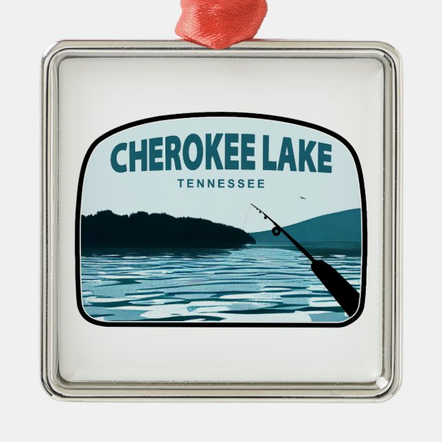 Cherokee Lake Tennessee Fishing Rod Metal Tree Decoration (Front)