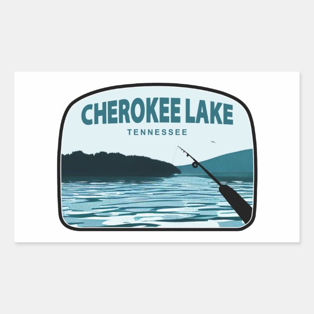 Cherokee Lake Tennessee Fishing Rod Rectangular Sticker (Front)