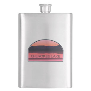 Cherokee Lake Tennessee Red Sunrise Hip Flask