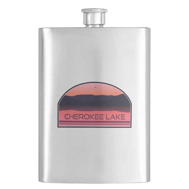 Cherokee Lake Tennessee Red Sunrise Hip Flask (Front)