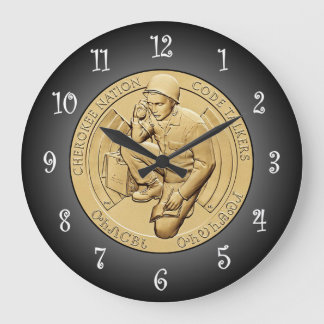 Cherokee Nation Code Talkers Bronze Medal ~  Large Clock