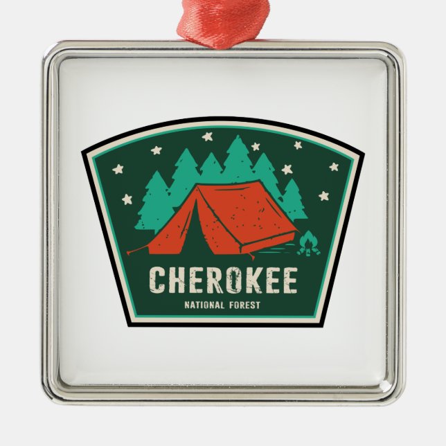Cherokee National Forest Camping Metal Tree Decoration (Front)
