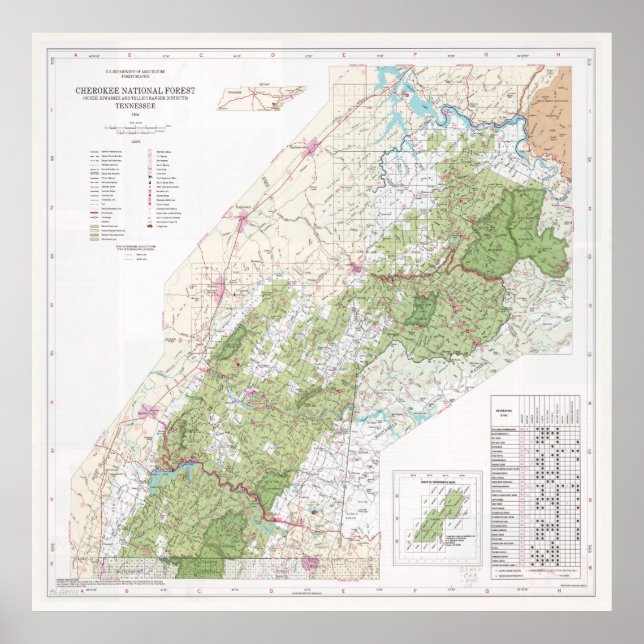 Cherokee National Forest Map (1996)  Poster (Front)