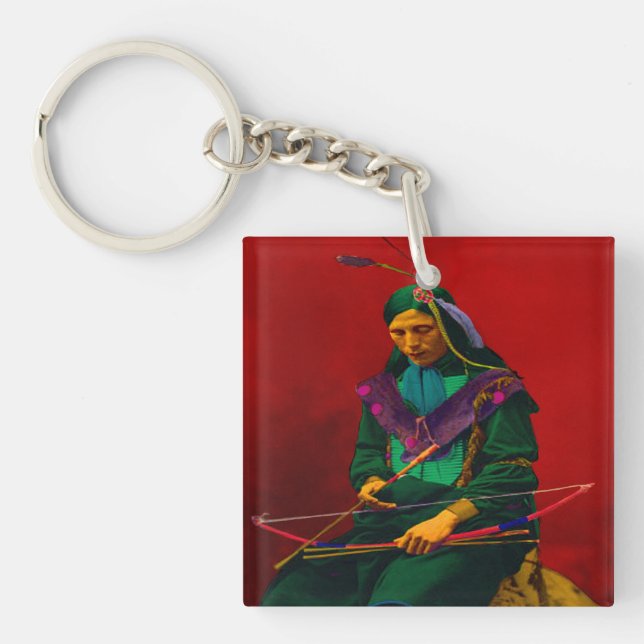 Cherokee Native American Pop Art Key Ring (Front)