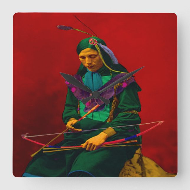 Cherokee Native American Pop Art Square Wall Clock (Front)