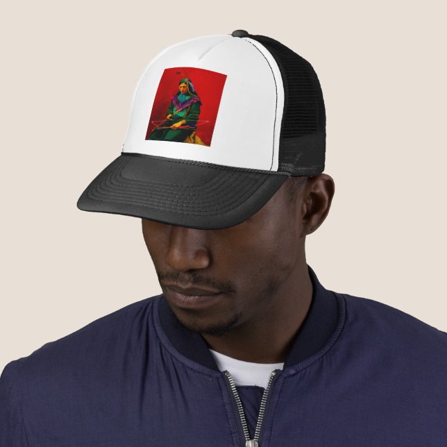 Cherokee Native American Pop Art Trucker Hat (In Situ)