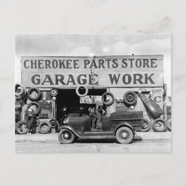 Cherokee Parts Store, 1936 Postcard (Front)