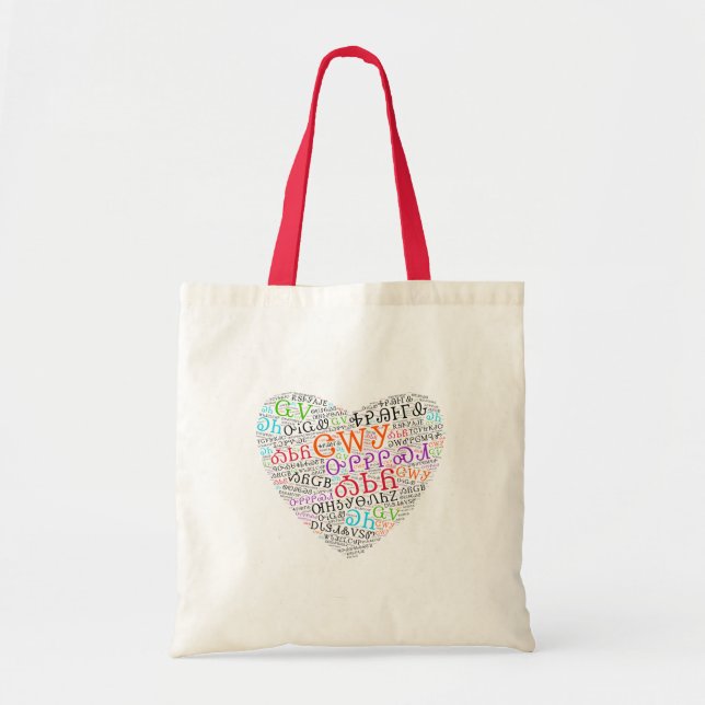 Cherokee Syllabary Multi-Colour Heart Cloud Tote Bag (Front)