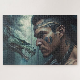 Cherokee Warrior and the Uktena Jigsaw Puzzle