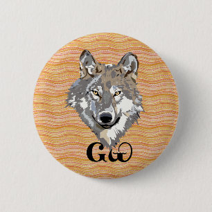 Cherokee Wolf Lover Button