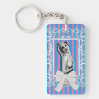 Cherrie Au Lait Sweetshop Candy Stripe Cute Retro Key Ring