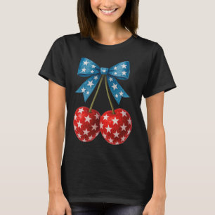 Cherries American Flag Coquette Bow Cherry 4th Of T-Shirt