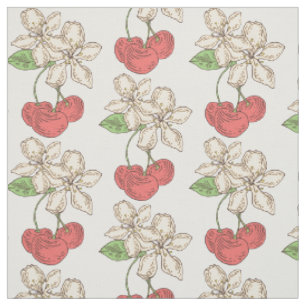 Cherries and Cherry Blossoms Fabric