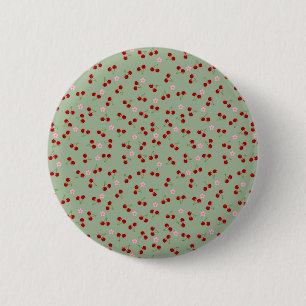 Cherries And Flowers 6 Cm Round Badge
