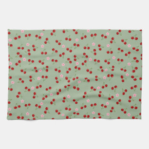 Cherries And Flowers Tea Towel