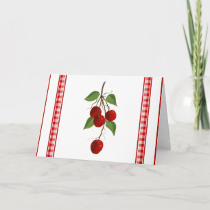 Cherries and Gingham Note Card