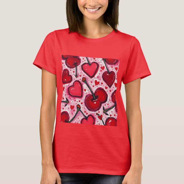 Cherries and hearts T-Shirt (Front)