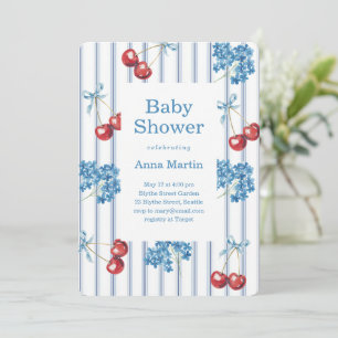 Cherries and Hydrangeas Baby Shower Invitation