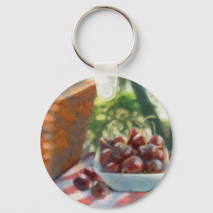 Cherries and Picnic Basket Key Ring