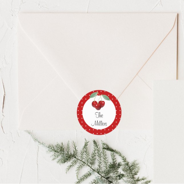 Cherries And Polka Dots Custom Name Sticker (Creator Uploaded)