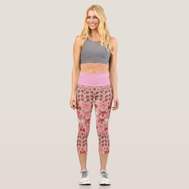 cherries and strawberries  capri leggings (Front)