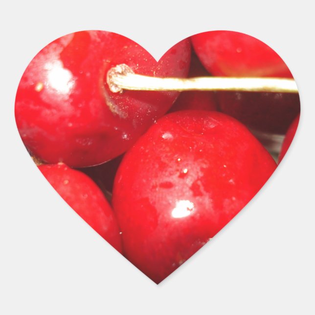 Cherries Art Photo Heart Sticker (Front)