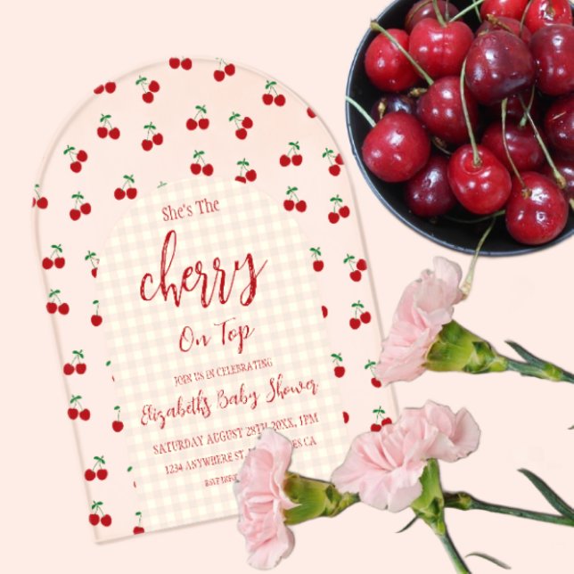 Cherries Baby Shower Acrylic Invitations (Creator Uploaded)