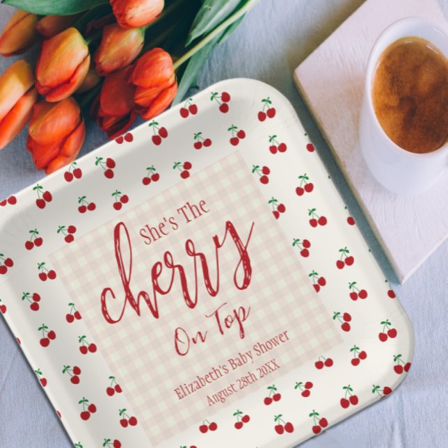 Cherries Baby Shower Paper Plate (Creator Uploaded)
