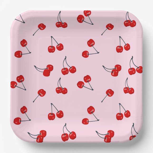 Cherries Birthday Paper Plate (Front)