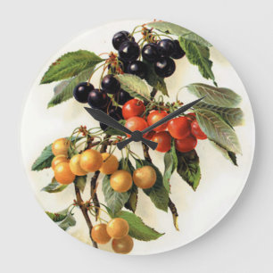 Cherries Botanical Print Large Clock