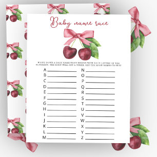 Cherries bow baby shower Baby name race game