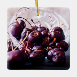 Cherries ceramic ornament