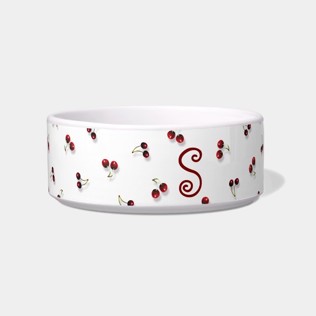 Cherries Ceramic Pet Bowl (Front)