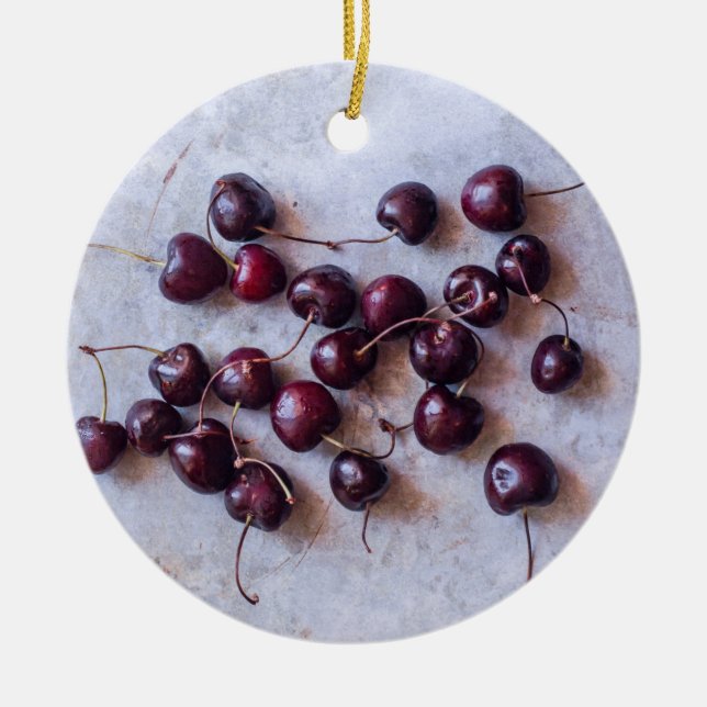 Cherries Ceramic Tree Decoration (Front)