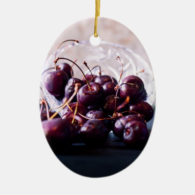 Cherries Ceramic Tree Decoration (Front)