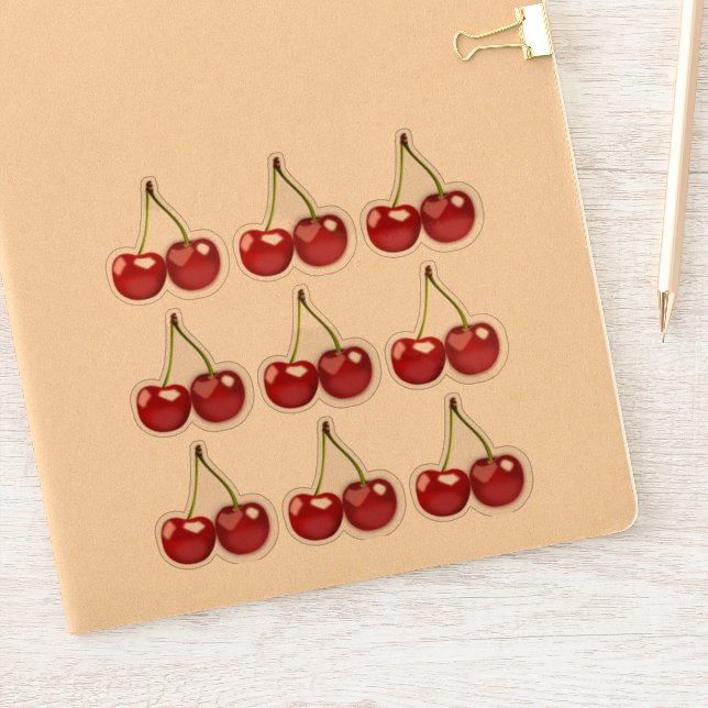 Cherries Cherry Fruit Clear Transparent Stickers (Notebook)